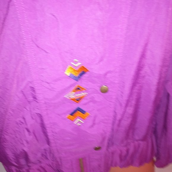 Vintage Puma Windbreaker Jacket Large Purple Orange Retro Embroidered Colorblock - Picture 4 of 11